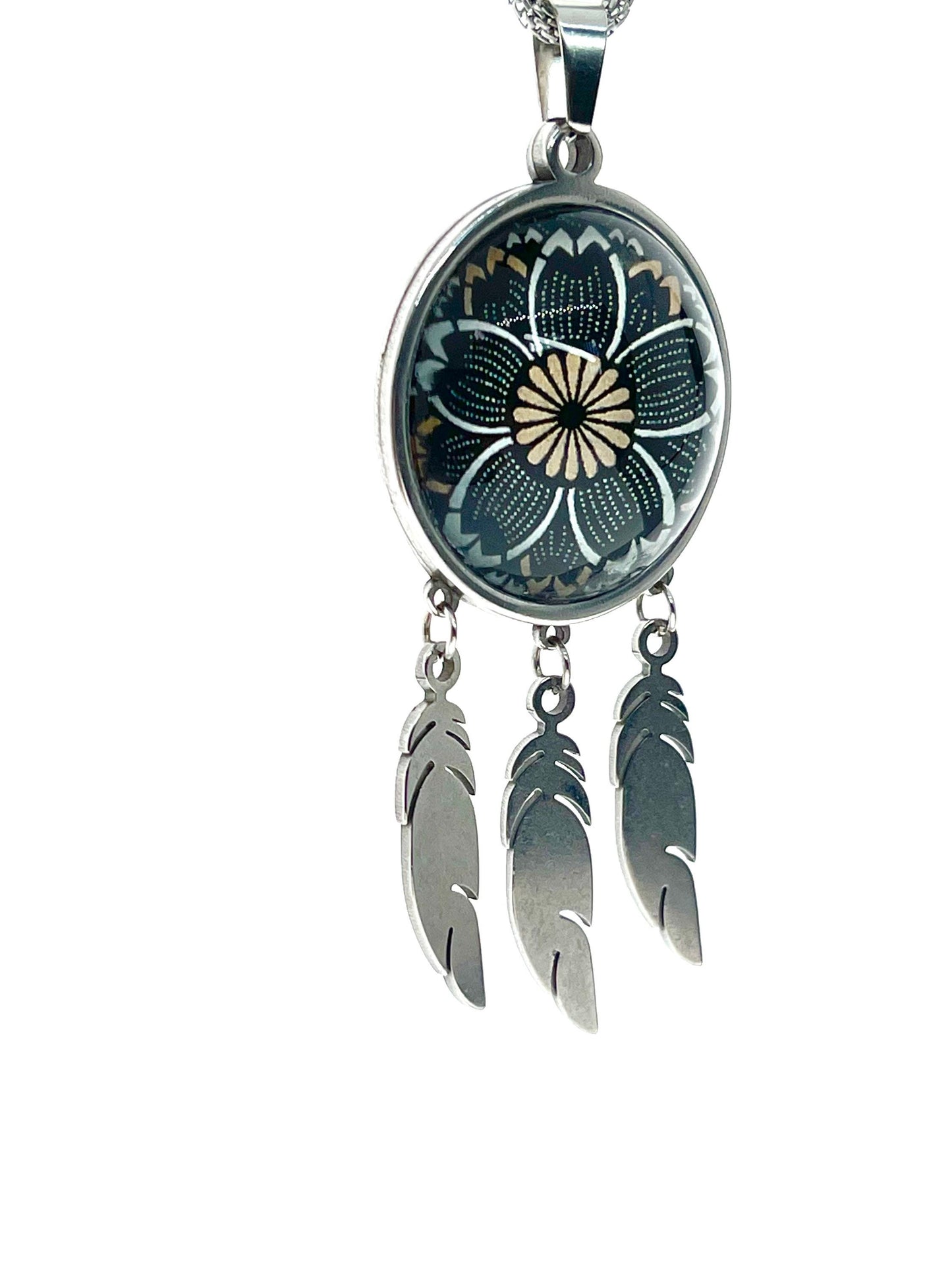 Dreamy Daisy Feather Dreamcatcher Necklace, Retro Mystical Accessory, Hippie Bohemian Jewelry, Unique Retro Chain, BohoLoveObsession