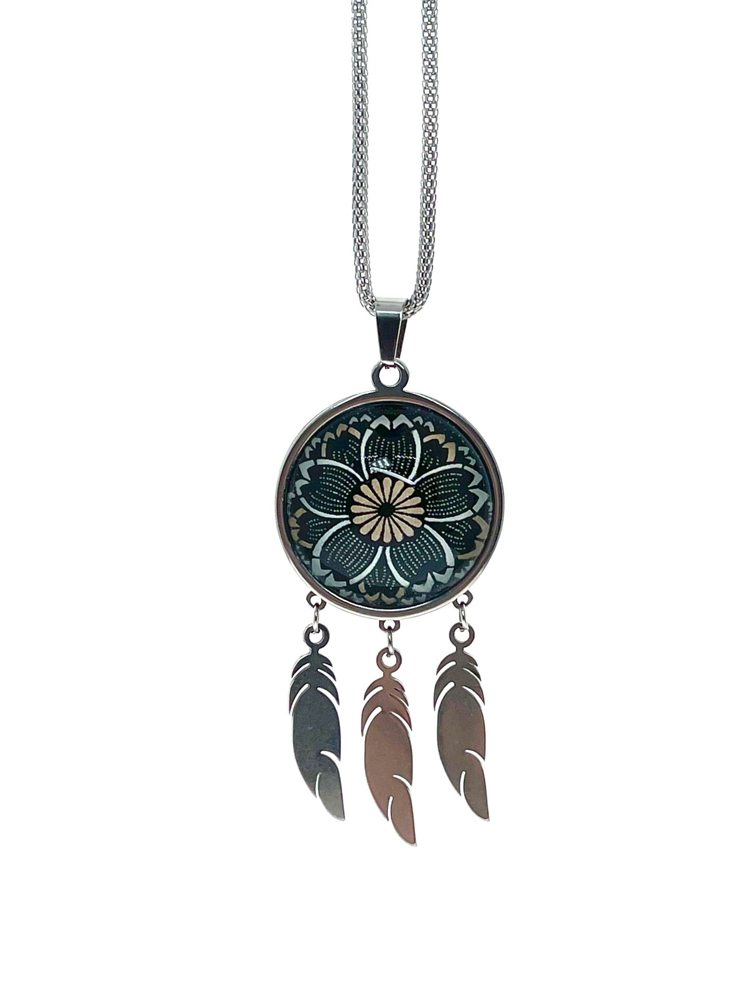 Dreamy Daisy Feather Dreamcatcher Necklace, Retro Mystical Accessory, Hippie Bohemian Jewelry, Unique Retro Chain, BohoLoveObsession