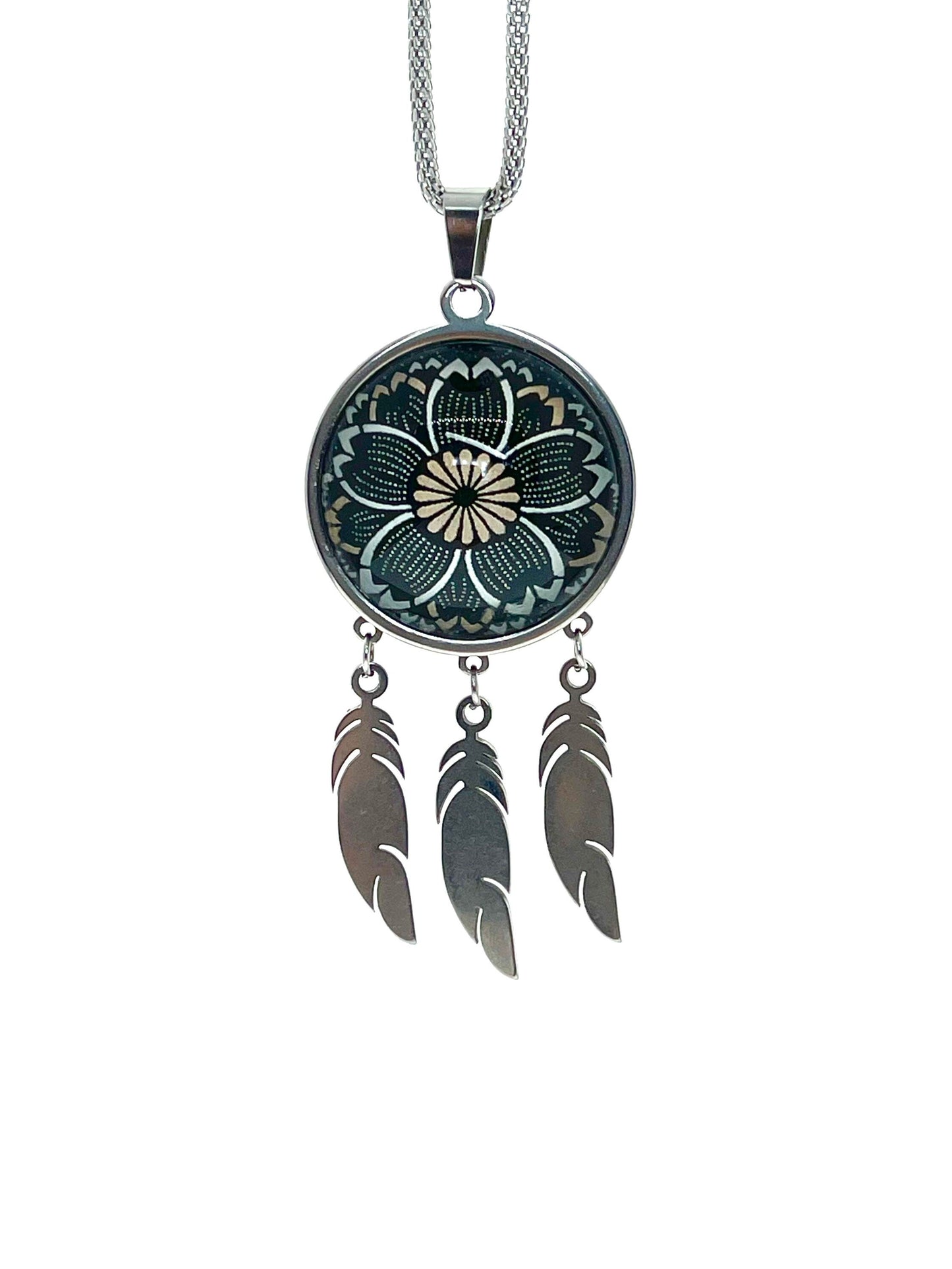 Dreamy Daisy Feather Dreamcatcher Necklace, Retro Mystical Accessory, Hippie Bohemian Jewelry, Unique Retro Chain, BohoLoveObsession