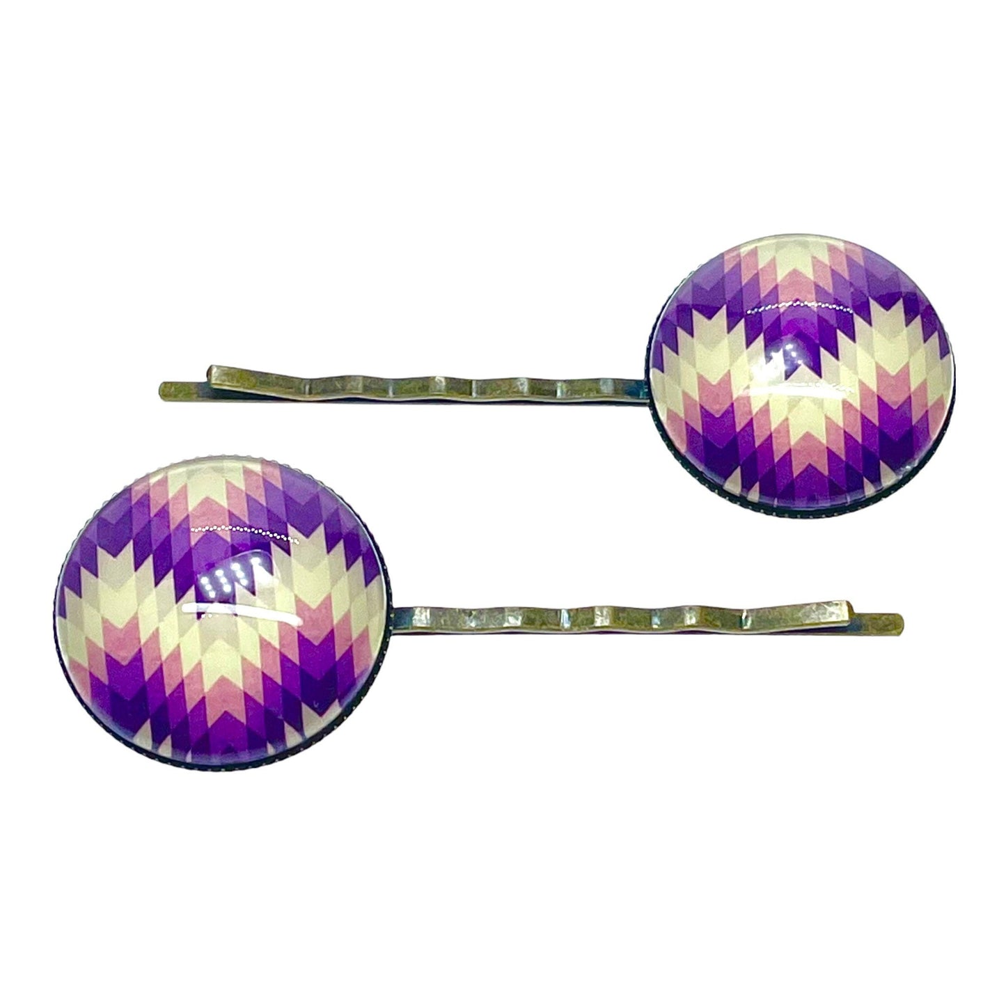 Perfectly Purple Chevron Hair Pin Pair, Set of Two, Hair Clip, Barrette, Hair Slide, Set of 2, BohoLoveObsession