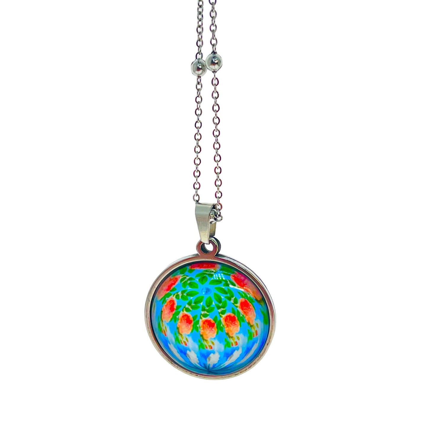 Antique Round Rosie Necklace, Boho Pendant, Unique Bohemian Jewelry, Hippie Retro Chain, Womens Charm, BohoLoveObsession