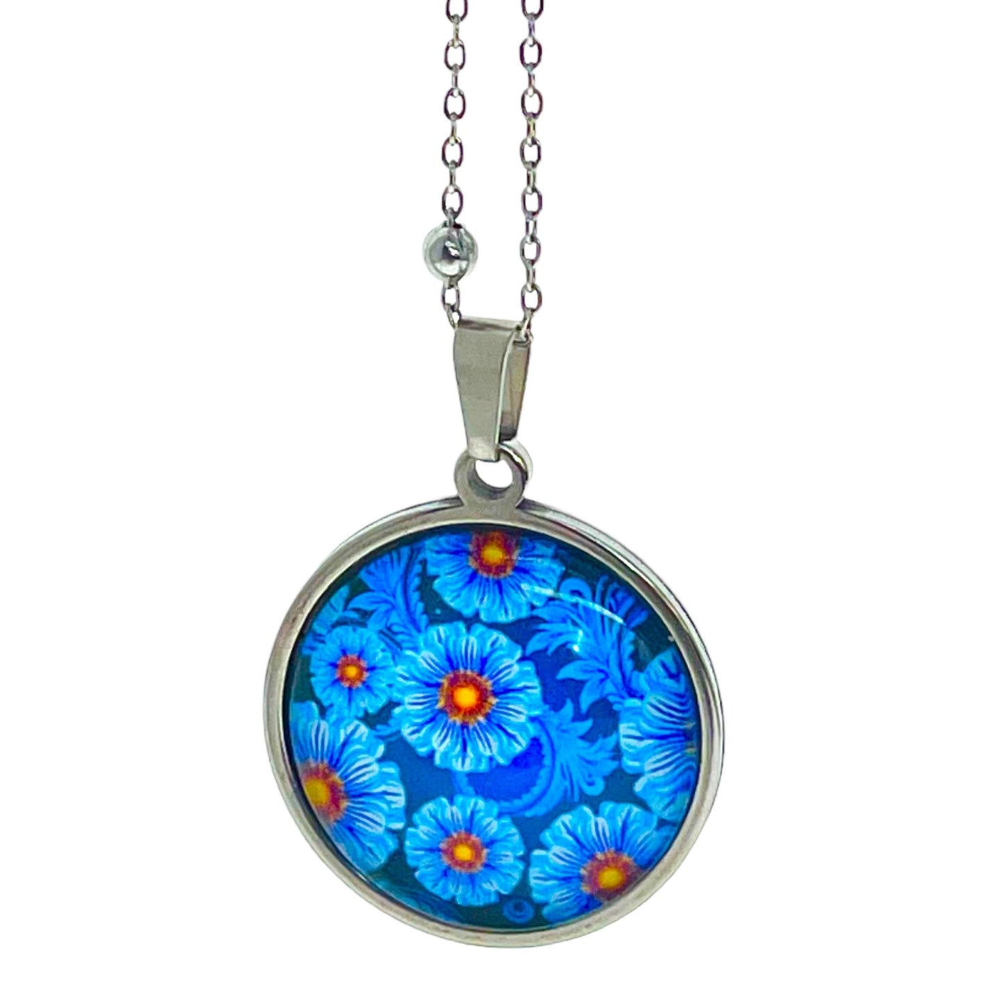 Antique Teal Tea Flower Necklace, Boho Pendant, Unique Bohemian Jewelry, Hippie Retro Chain, Floral Womens Charm, BohoLoveObsession