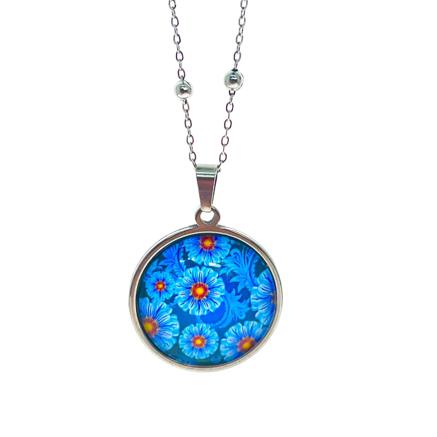 Antique Teal Tea Flower Necklace, Boho Pendant, Unique Bohemian Jewelry, Hippie Retro Chain, Floral Womens Charm, BohoLoveObsession