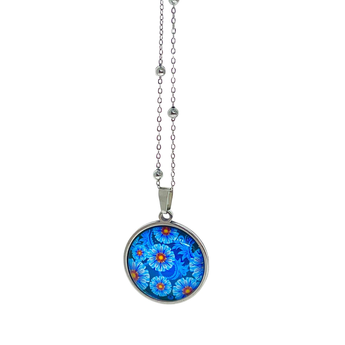 Antique Teal Tea Flower Necklace, Boho Pendant, Unique Bohemian Jewelry, Hippie Retro Chain, Floral Womens Charm, BohoLoveObsession