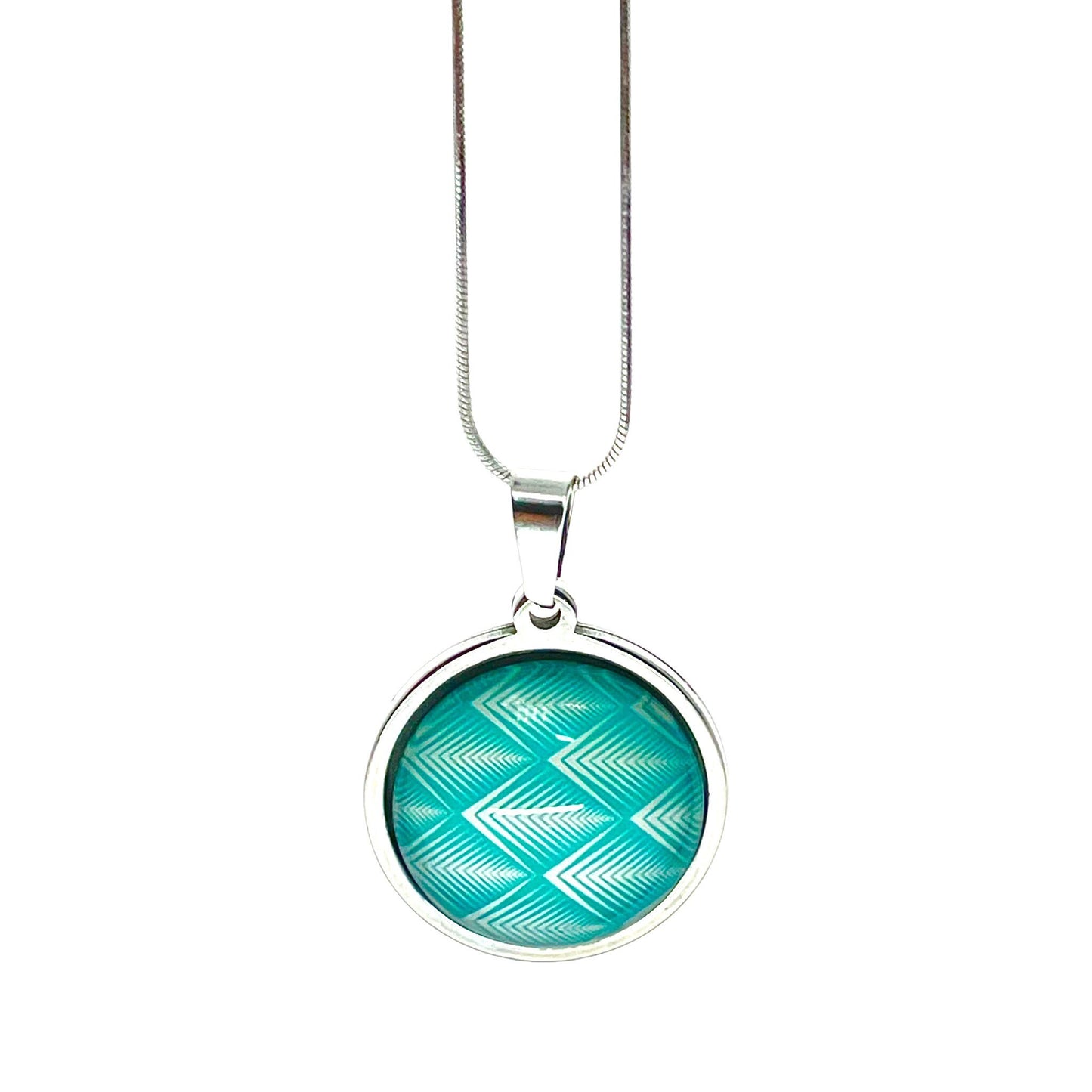 Sky Blue Diamond Necklace, Boho Vintage Pendant, Unique Bohemian Bauble, Antique Geometric Chain, Round Hippie Bangle, BohoLoveObsession