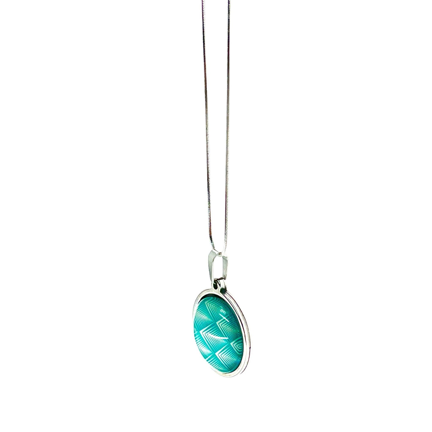Sky Blue Diamond Necklace, Boho Vintage Pendant, Unique Bohemian Bauble, Antique Geometric Chain, Round Hippie Bangle, BohoLoveObsession