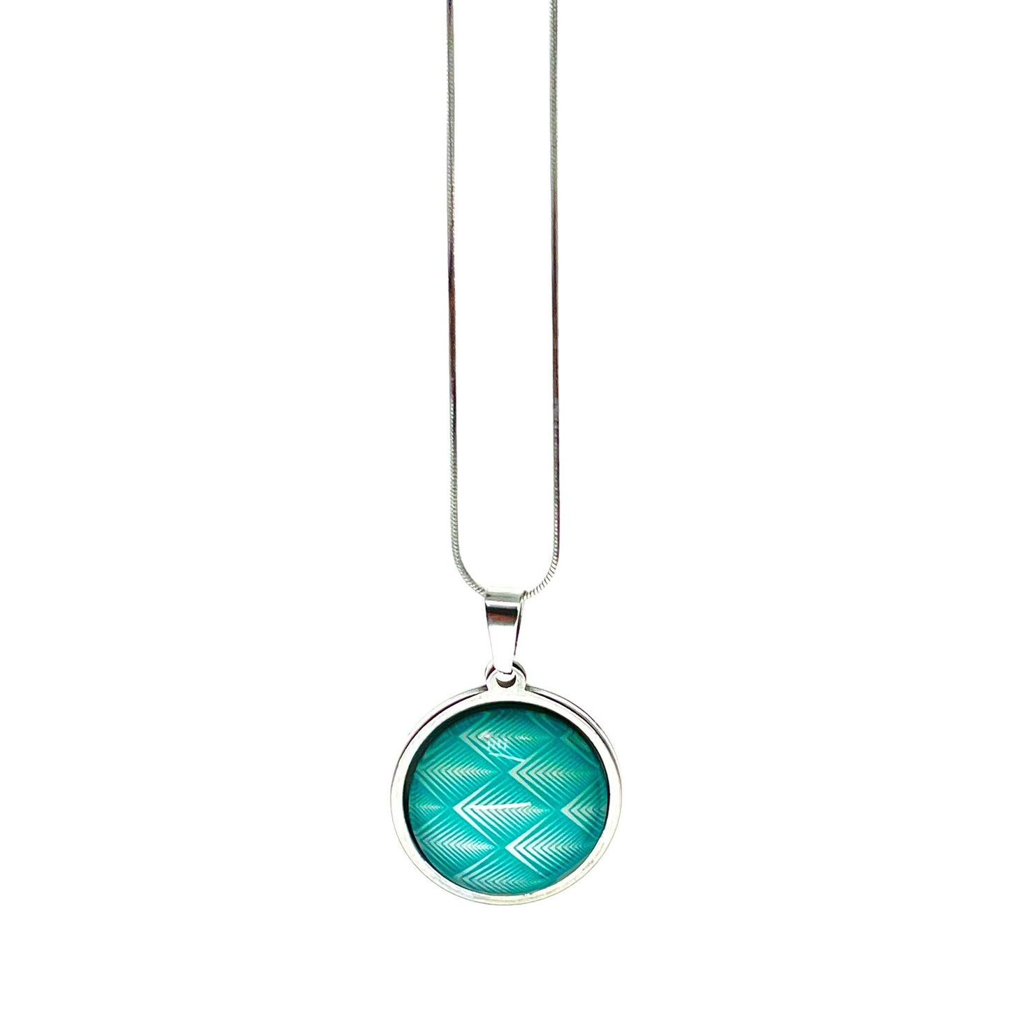 Sky Blue Diamond Necklace, Boho Vintage Pendant, Unique Bohemian Bauble, Antique Geometric Chain, Round Hippie Bangle, BohoLoveObsession