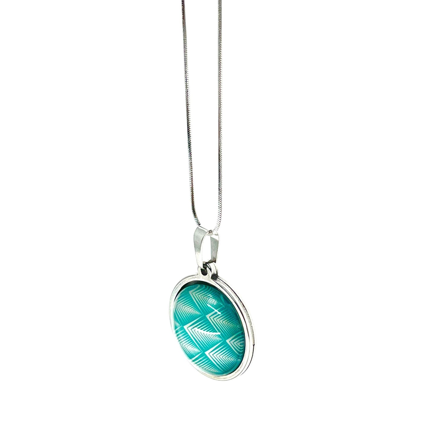 Sky Blue Diamond Necklace, Boho Vintage Pendant, Unique Bohemian Bauble, Antique Geometric Chain, Round Hippie Bangle, BohoLoveObsession