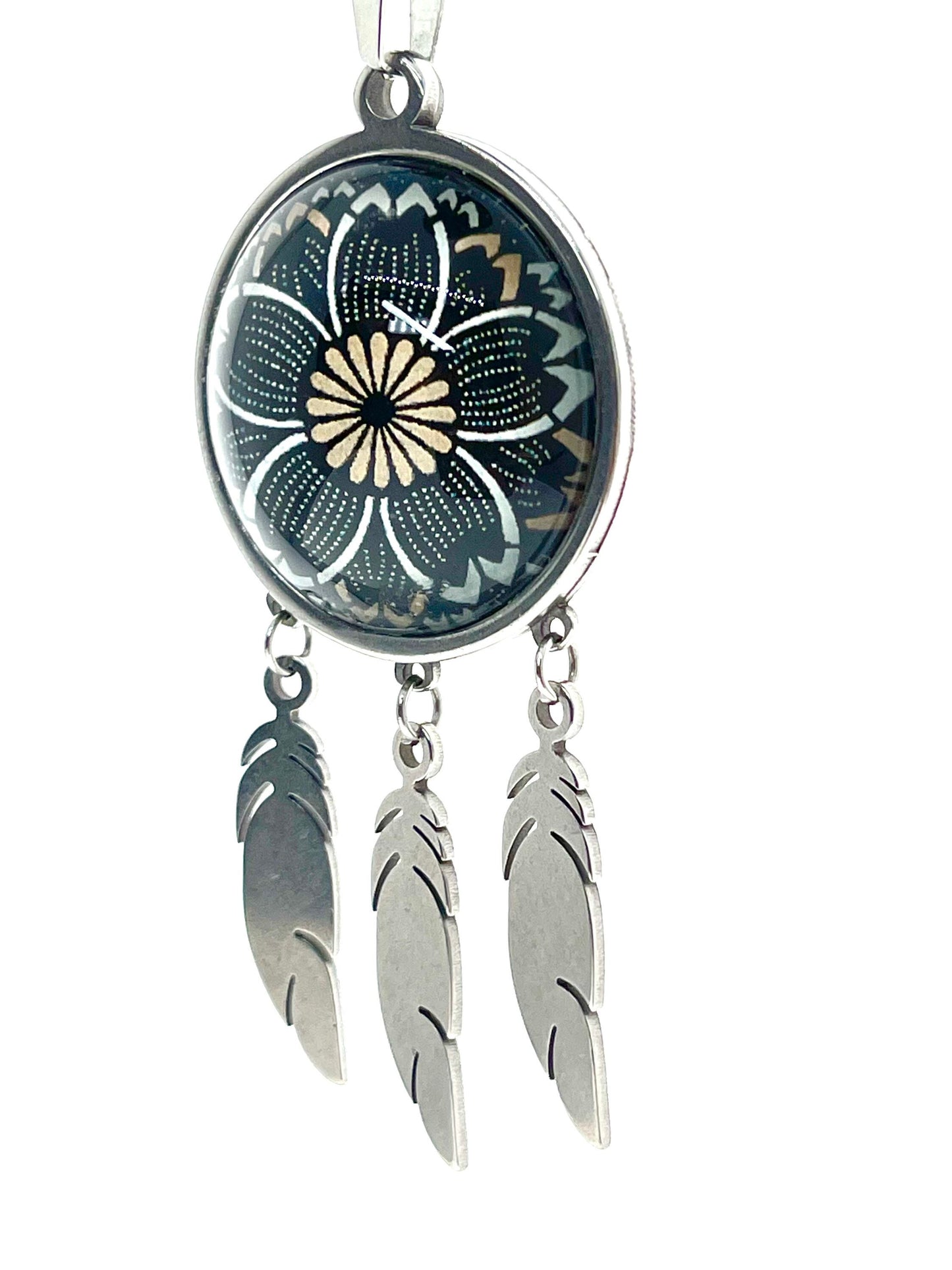 Dreamy Daisy Feather Dreamcatcher Necklace, Retro Mystical Accessory, Hippie Bohemian Jewelry, Unique Retro Chain, BohoLoveObsession