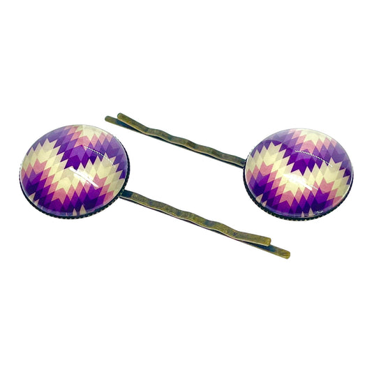 Perfectly Purple Chevron Hair Pin Pair, Set of Two, Hair Clip, Barrette, Hair Slide, Set of 2, BohoLoveObsession