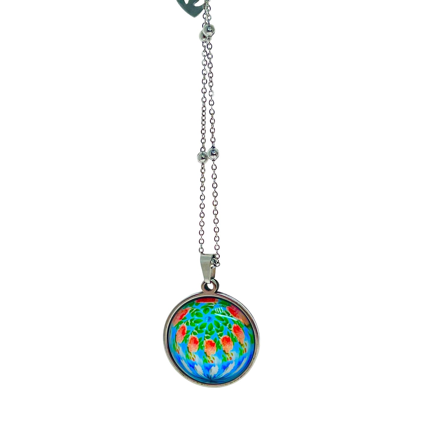 Antique Round Rosie Necklace, Boho Pendant, Unique Bohemian Jewelry, Hippie Retro Chain, Womens Charm, BohoLoveObsession
