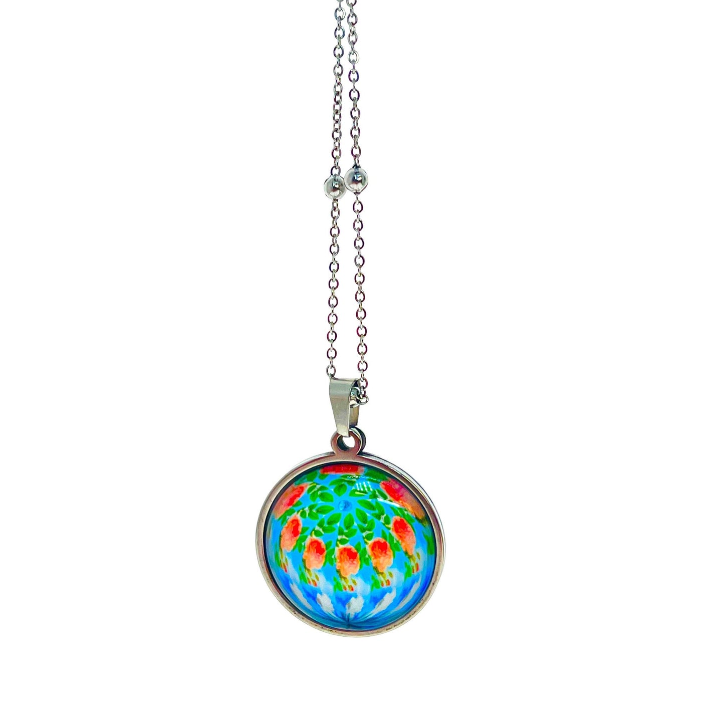 Antique Round Rosie Necklace, Boho Pendant, Unique Bohemian Jewelry, Hippie Retro Chain, Womens Charm, BohoLoveObsession