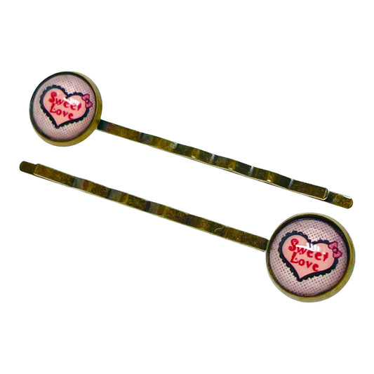 Love Heart Small Hair Pin Set| Boho Hair Pins| Set of 2| Gifts for her Mom Sister Grandma Wife Girlfriend |BohoLoveObsession