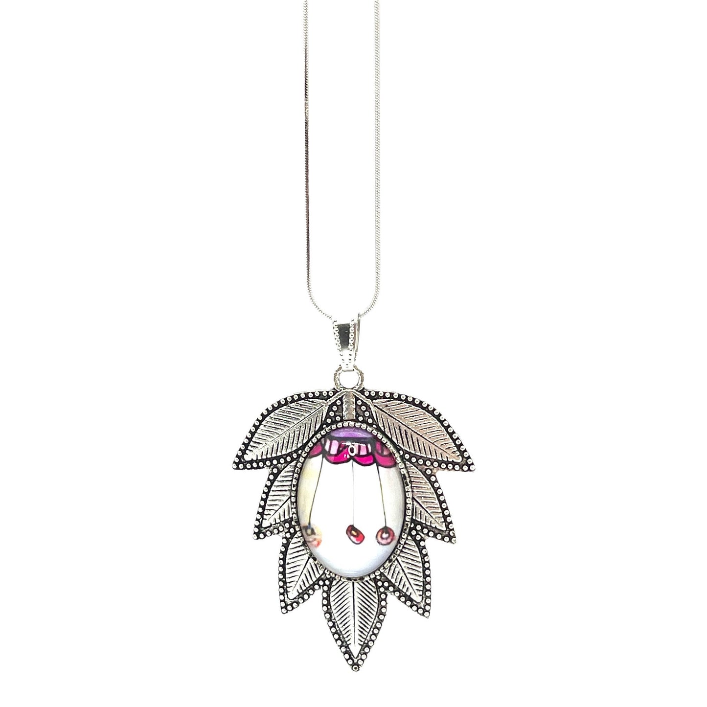Leafy Lavender Flower Necklace|Boho Vintage Pendant|Unique Bohemian Necklace|Gift for her|Hippie Retro Chain| BohoLoveObsession