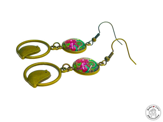 Bright Blush Birdie Dangles, Unique Bohemian Jewelry, Vintage Charm Ear Wire, Boho Chic Hippie Drop Dangle Accessory, BohoLoveObsession