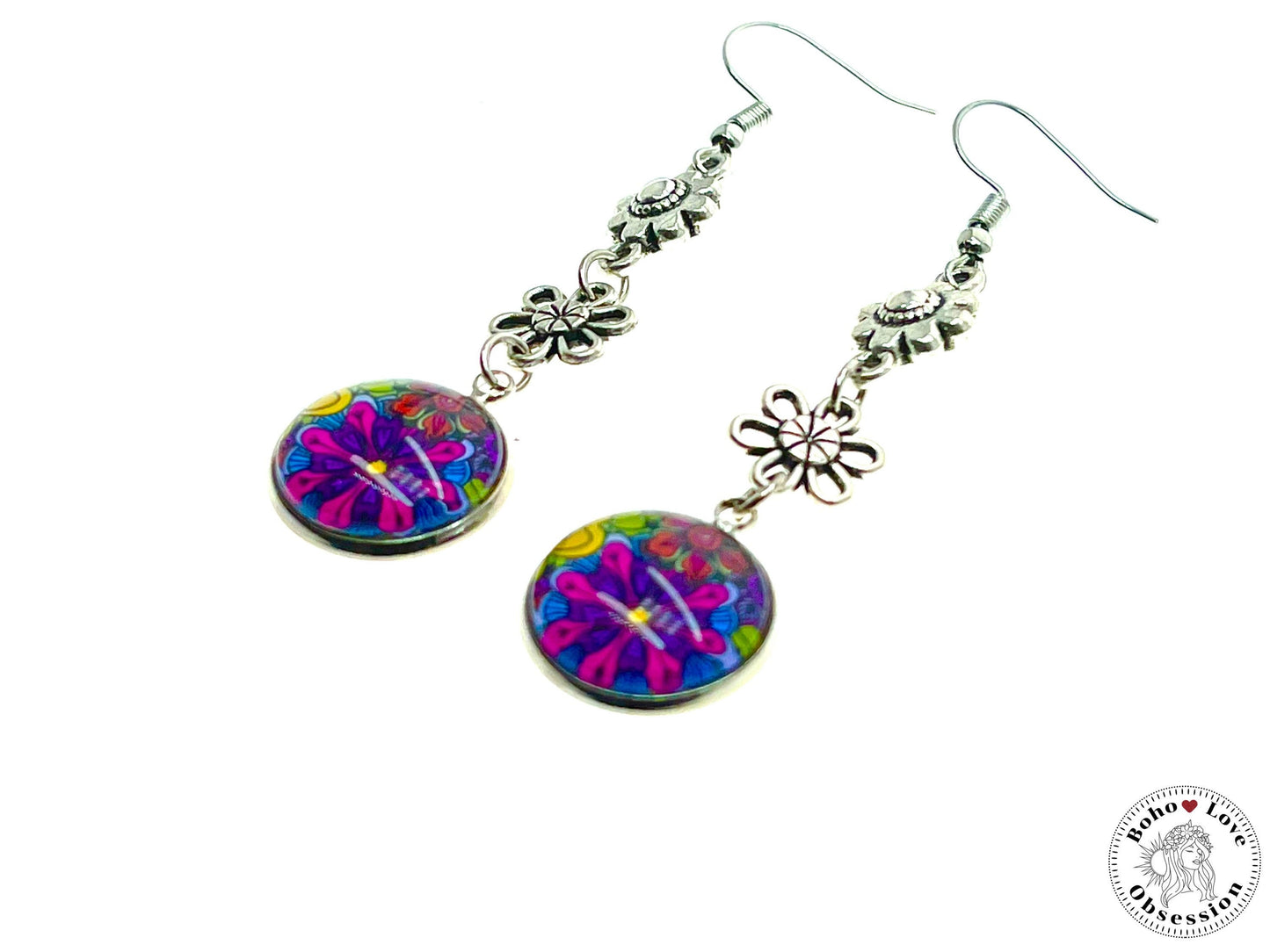 Darling Daisy Dangles, Unique Floral Bohemian Jewelry, Vintage Charm Ear Wire, Boho Chic Hippie Drop Dangle Accessory, BohoLoveObsession