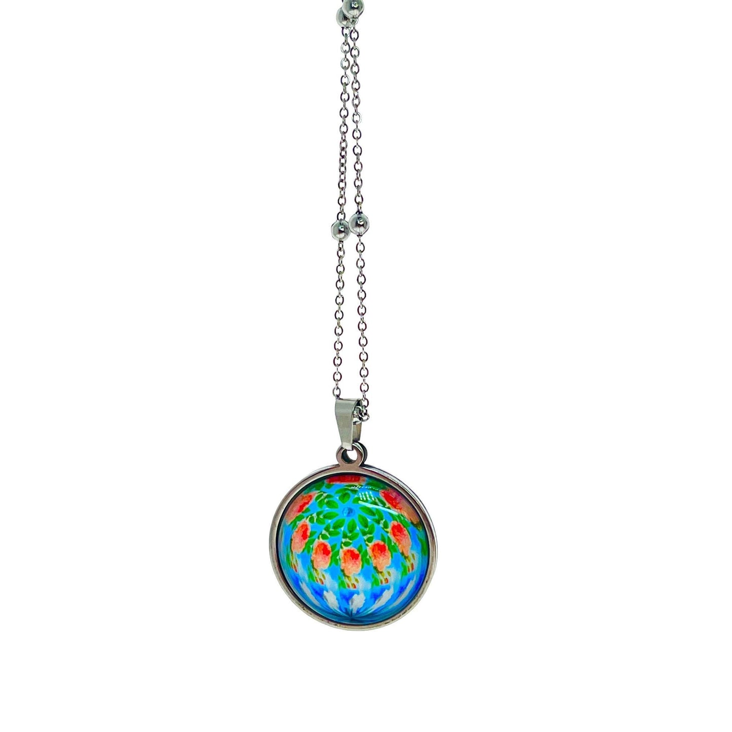 Antique Round Rosie Necklace, Boho Pendant, Unique Bohemian Jewelry, Hippie Retro Chain, Womens Charm, BohoLoveObsession