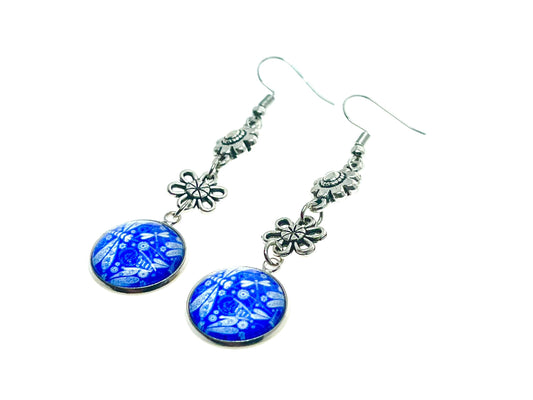 Dragonfly Daisy Dangles, Unique Floral Bohemian Jewelry, Vintage Charm Ear Wire, Boho Hippie Drop Dangle Accessory, BohoLoveObsession