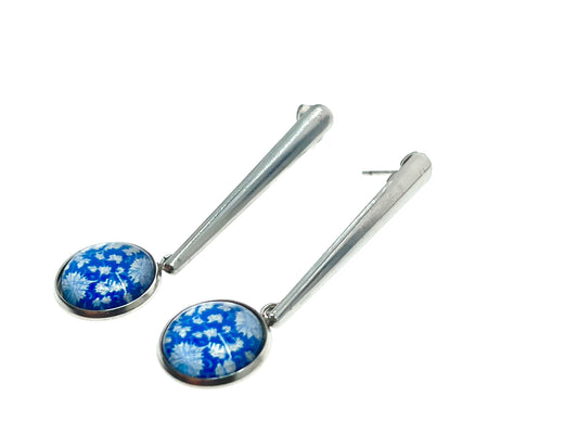 Bitty Bloom Long Drop Earrings, Drop Dangles Bohemian Earrings, Small Boho Accessory, Push Back Flower Jewelry, BohoLoveObsession