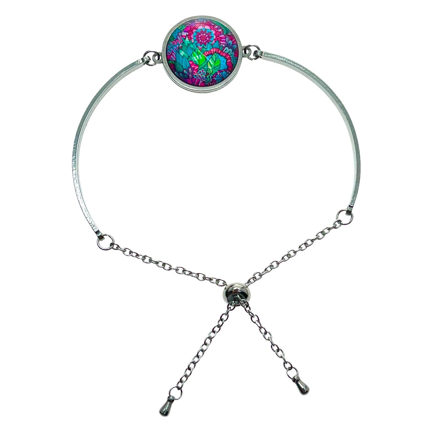Jewel Rainforest Slider Bead Bracelet, Adjustable Floral Wristlet, Boho Hippie Jewelry, Bohemian Statement Piece, BohoLoveObsession