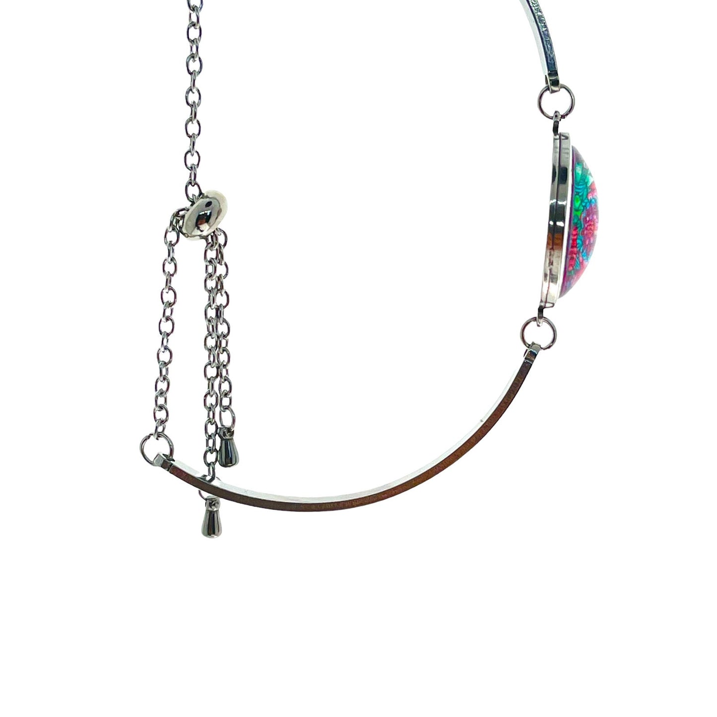 Jewel Rainforest Slider Bead Bracelet, Adjustable Floral Wristlet, Boho Hippie Jewelry, Bohemian Statement Piece, BohoLoveObsession