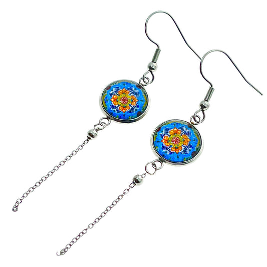 Summer Flower Chain Dangler Earrings, Drop Dangle Boho Hippie Jewelry, Bohemian Floral Accessory, Daisy Ear Charm, BohoLoveObsession