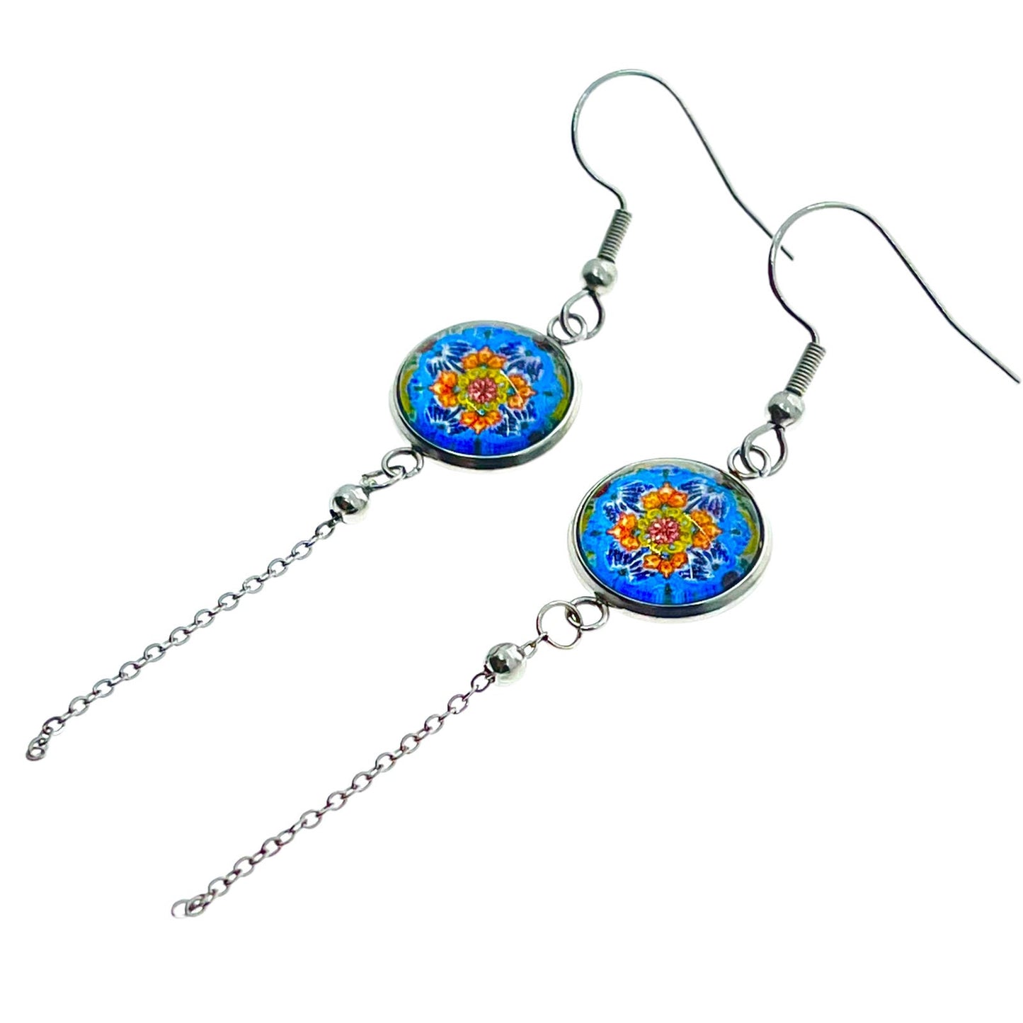 Summer Flower Chain Dangler Earrings, Drop Dangle Boho Hippie Jewelry, Bohemian Floral Accessory, Daisy Ear Charm, BohoLoveObsession