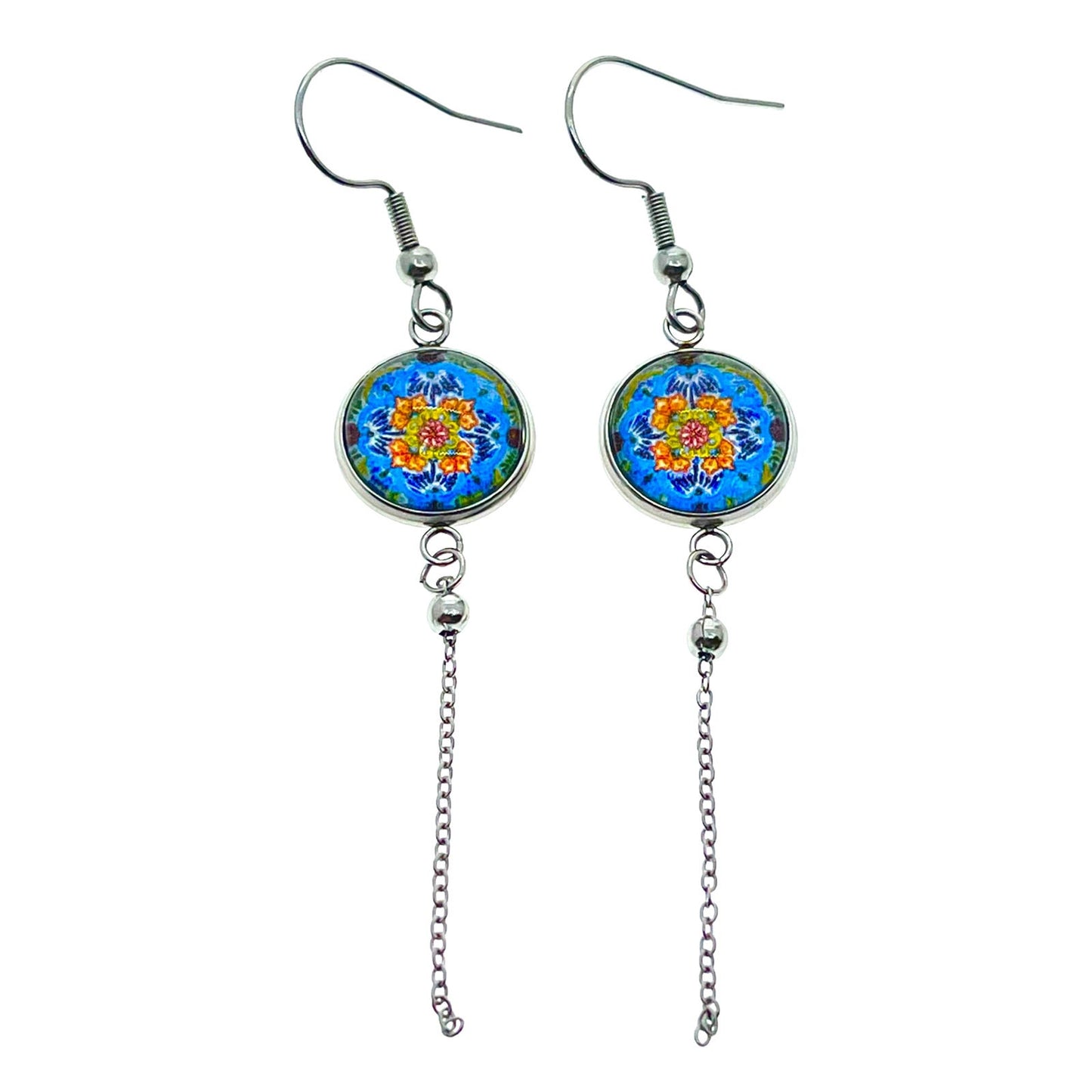 Summer Flower Chain Dangler Earrings, Drop Dangle Boho Hippie Jewelry, Bohemian Floral Accessory, Daisy Ear Charm, BohoLoveObsession