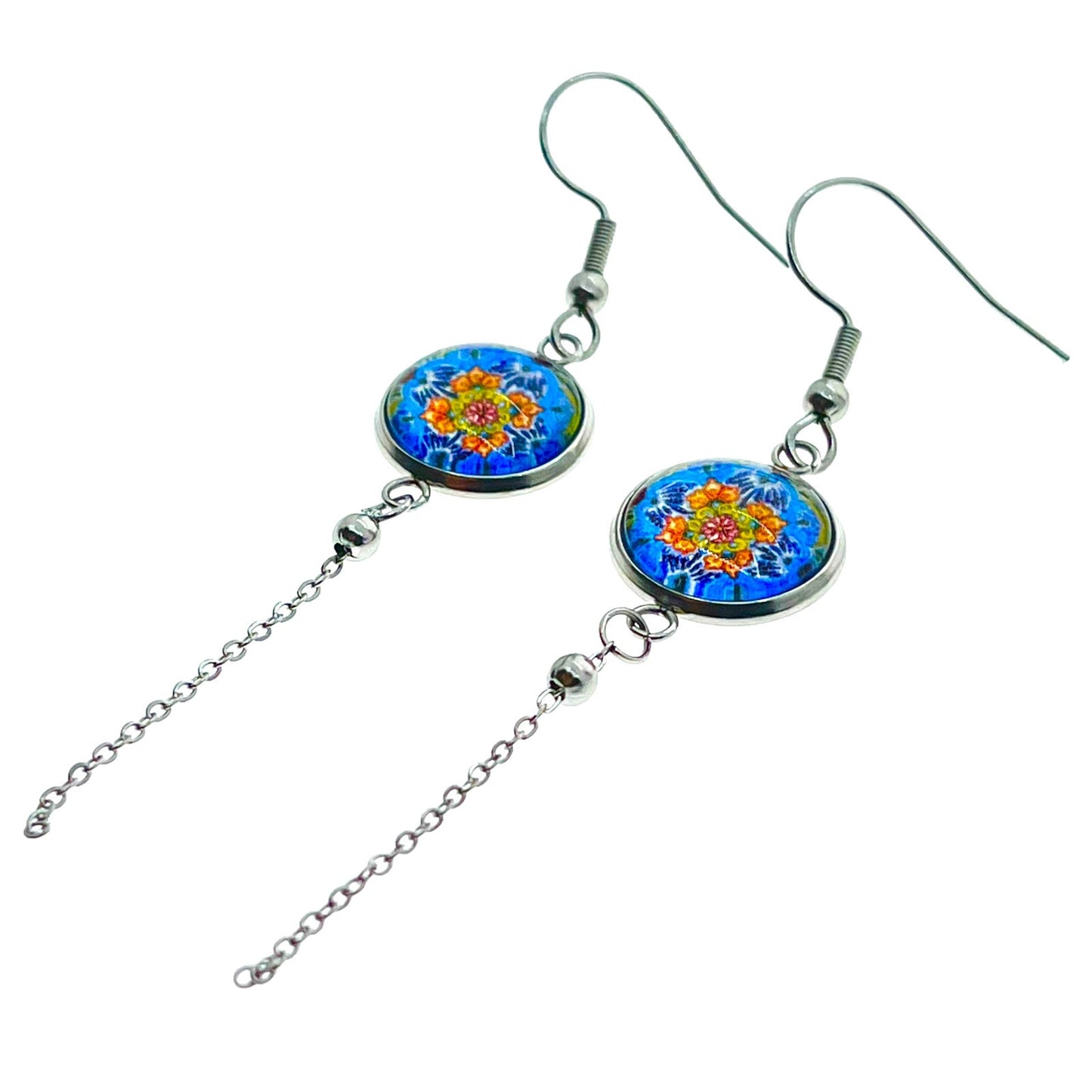 Summer Flower Chain Dangler Earrings, Drop Dangle Boho Hippie Jewelry, Bohemian Floral Accessory, Daisy Ear Charm, BohoLoveObsession
