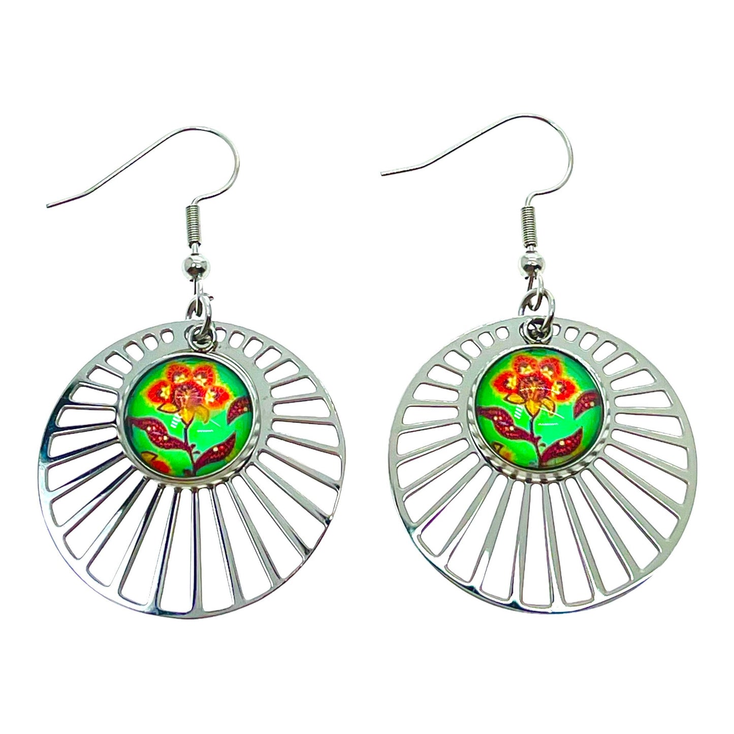 Poppy Flower LoveShine Earrings, Boho Chic Dangles, Bohemian Round Earrings, Unique Hippie Jewelry, Gift for Her, BohoLoveObsession
