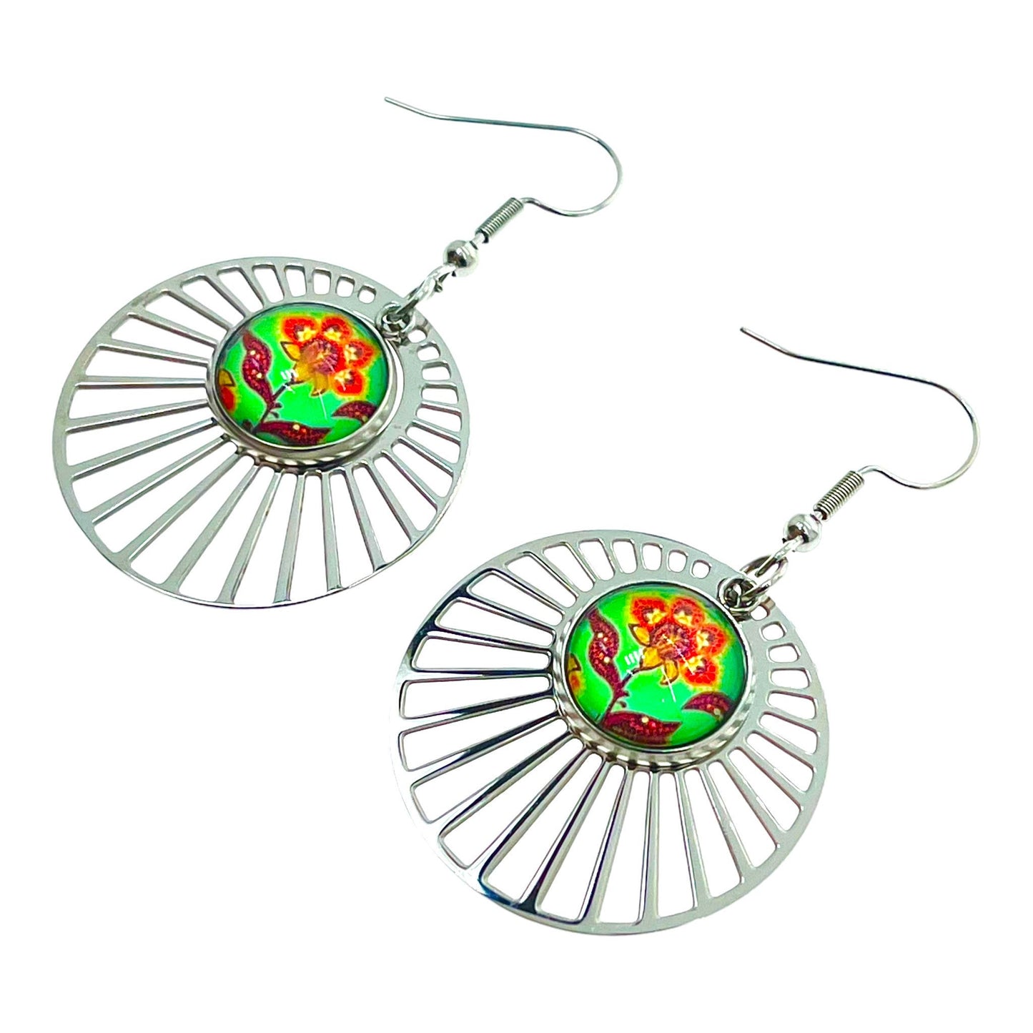 Poppy Flower LoveShine Earrings, Boho Chic Dangles, Bohemian Round Earrings, Unique Hippie Jewelry, Gift for Her, BohoLoveObsession