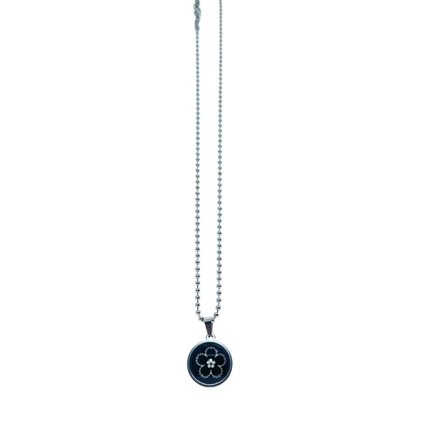 Dark Daisy Small Round Necklace