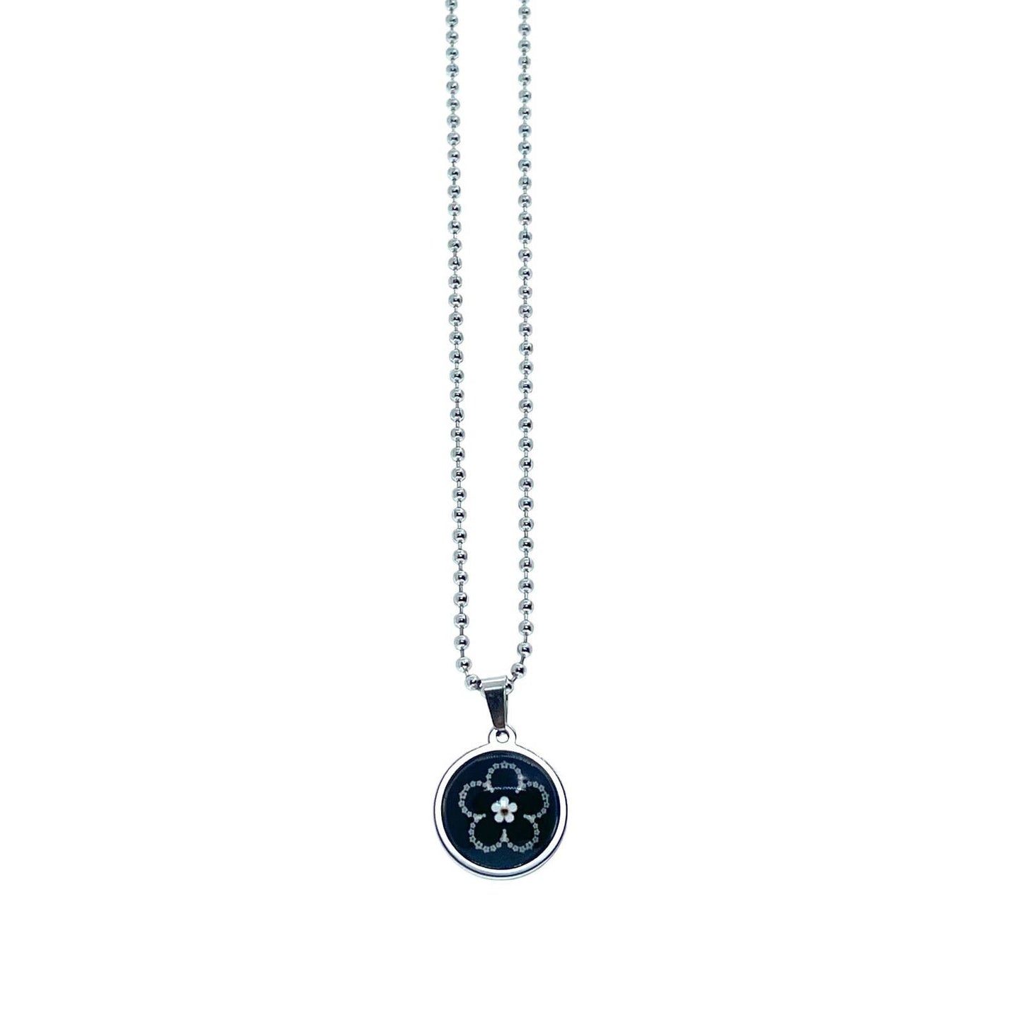 Dark Daisy Small Round Necklace