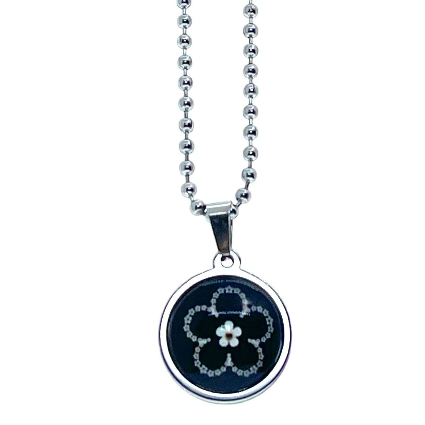 Dark Daisy Small Round Necklace