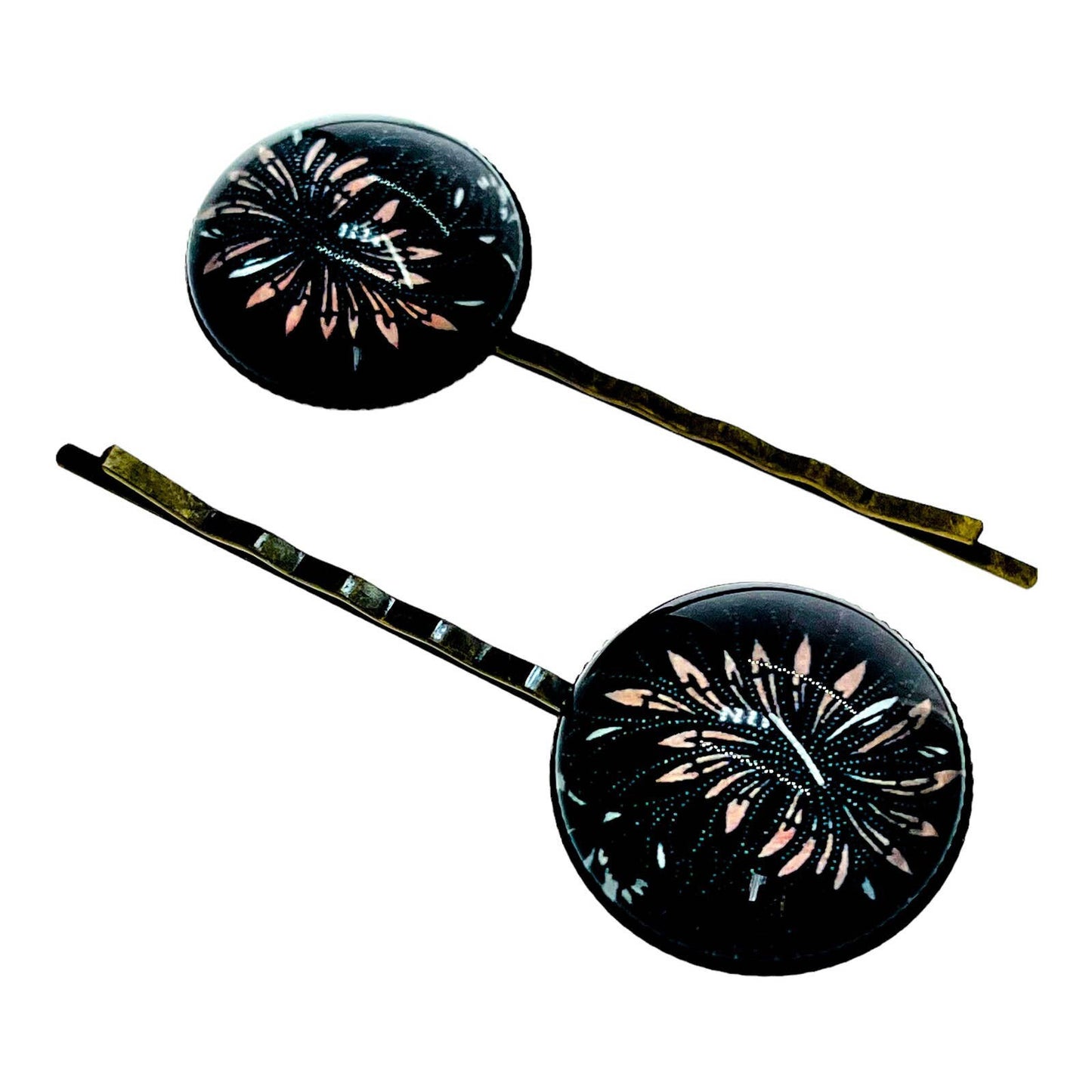 Twilight Zinnia Hair Pin Pair, Black Bobby Pins, Hair Accessory, Flower Hair Jewelry, Hair Clips, Slides, Barrettes, Boho, Bohemian
