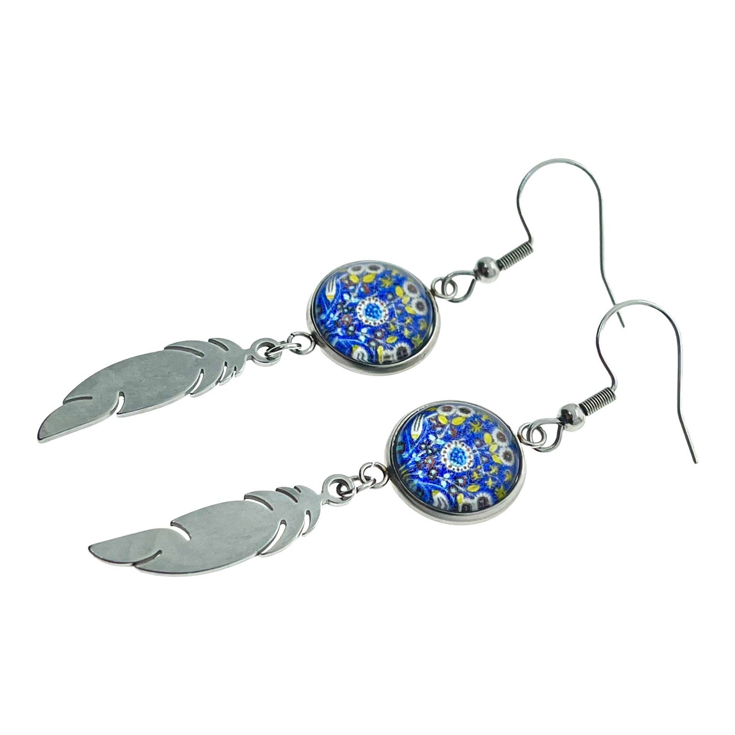 Purple Peony Feather Earrings, Boho Hippie Accessory, Bohemian Ear Charms, Gypsy Festival Wear