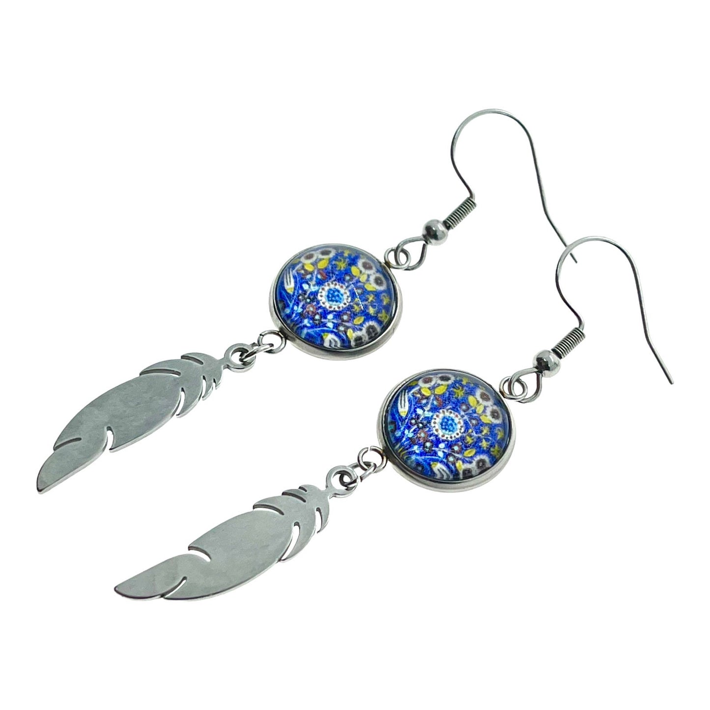 Purple Peony Feather Earrings, Boho Hippie Accessory, Bohemian Ear Charms, Gypsy Festival Wear