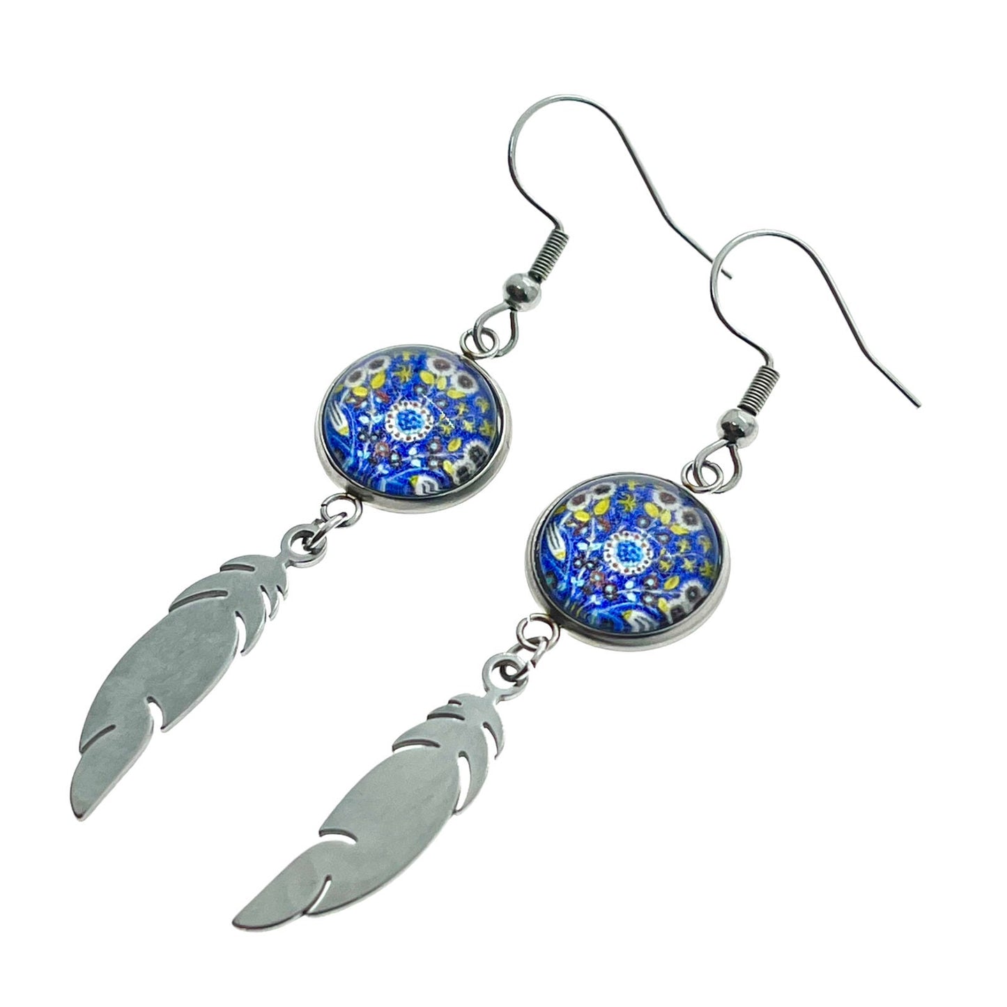 Purple Peony Feather Earrings, Boho Hippie Accessory, Bohemian Ear Charms, Gypsy Festival Wear
