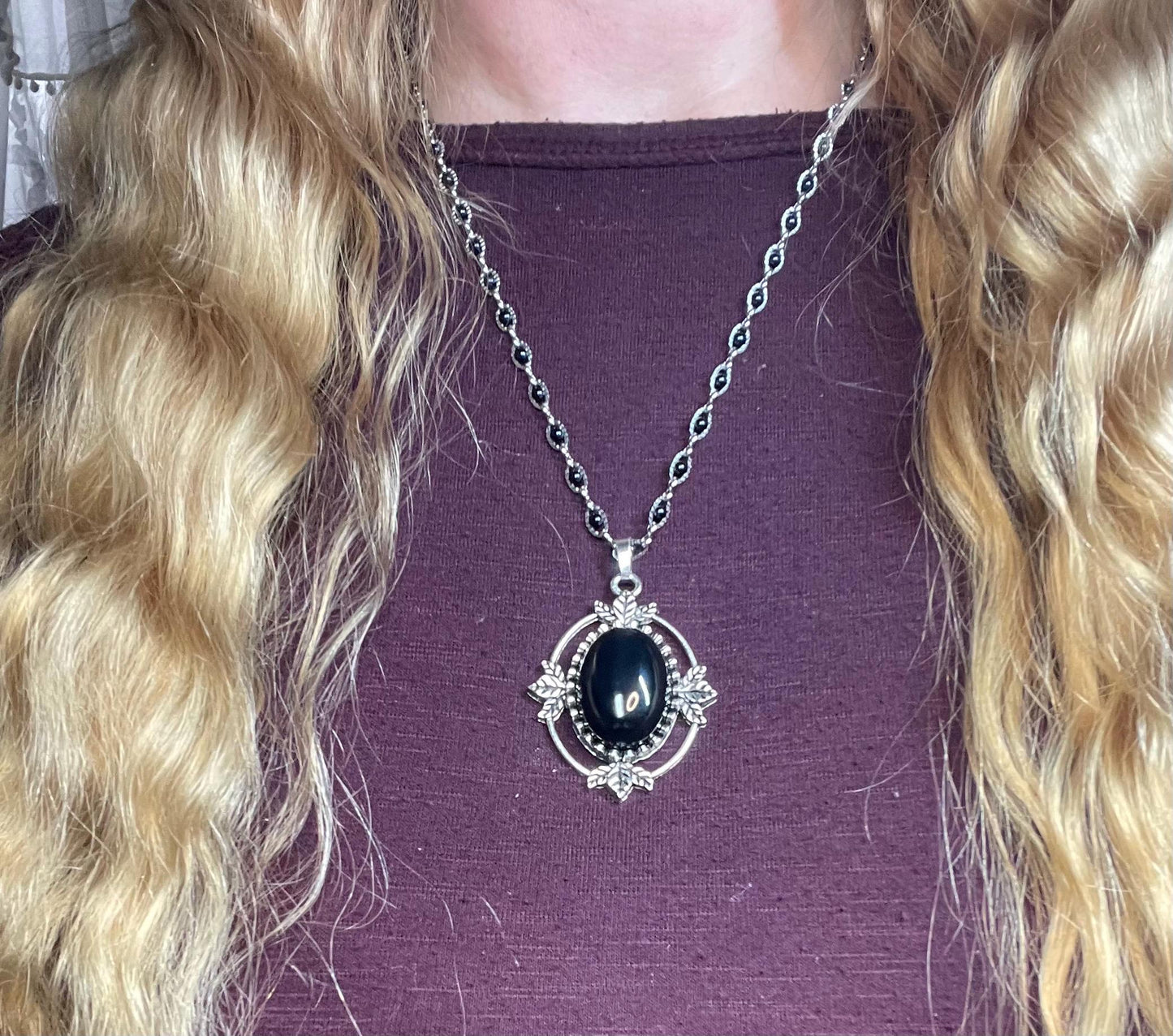 Greenleaf Fairy Amulet, Antique Victorian Gothic Pendant, Emerald Green Stone, Vintage Dark Romantic Jewelry, Witchy Magic Fancy Necklace