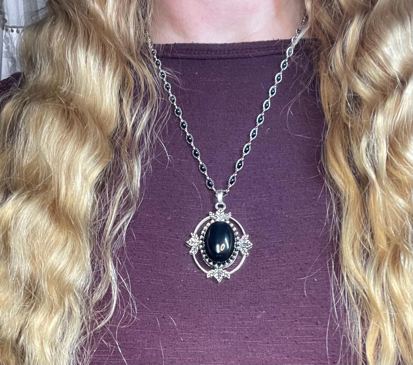 Greenleaf Fairy Amulet, Antique Victorian Gothic Pendant, Emerald Green Stone, Vintage Dark Romantic Jewelry, Witchy Magic Fancy Necklace