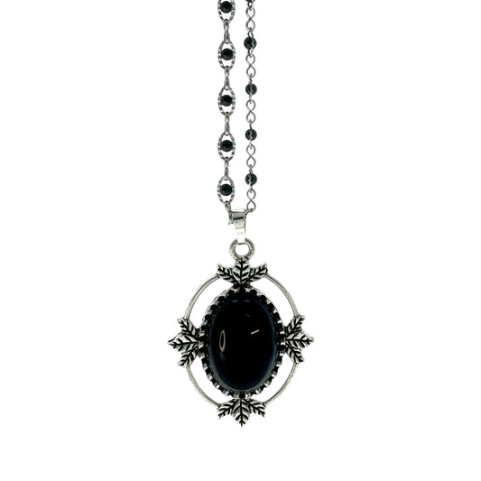 Greenleaf Fairy Amulet, Antique Victorian Gothic Pendant, Emerald Green Stone, Vintage Dark Romantic Jewelry, Witchy Magic Fancy Necklace