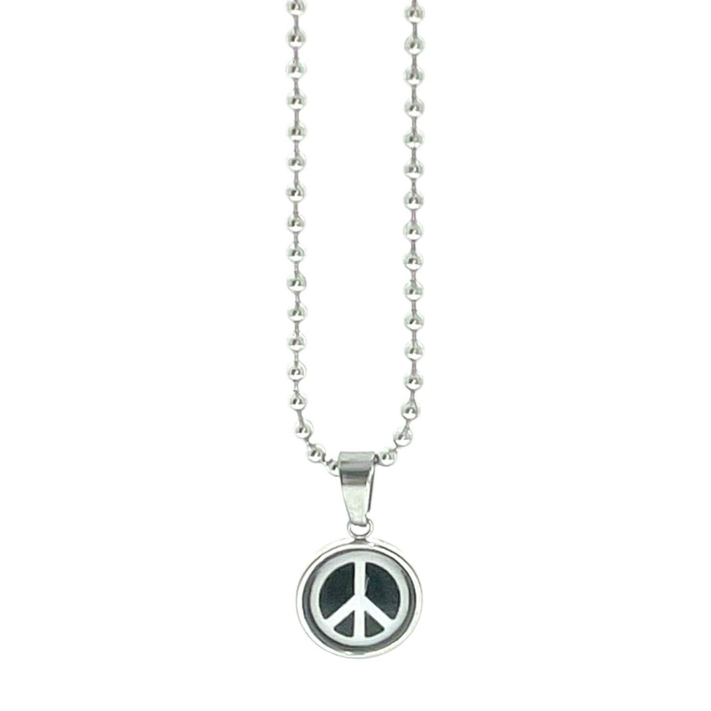 Tiny Peace Sign Necklace Silver Boho Hippie Jewelry Festival Pendant Charm, Retro 60s 70s Bohemian Peace Symbol Woodstock Jewelry Ball Chain