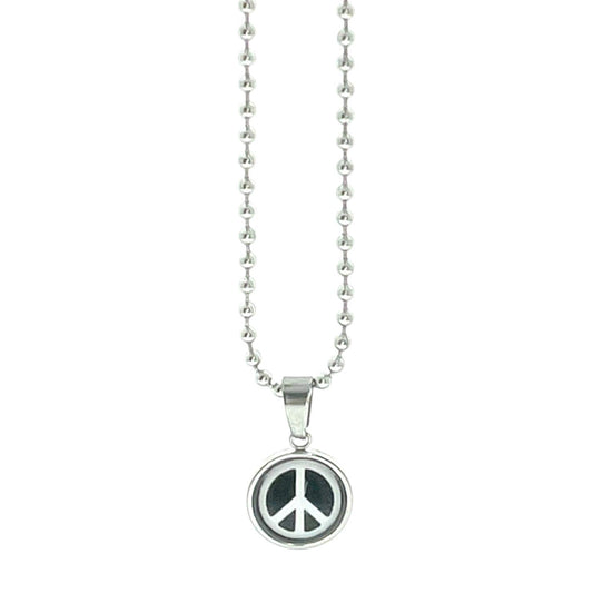 Tiny Peace Sign Necklace Silver Boho Hippie Jewelry Festival Pendant Charm, Retro 60s 70s Bohemian Peace Symbol Woodstock Jewelry Ball Chain