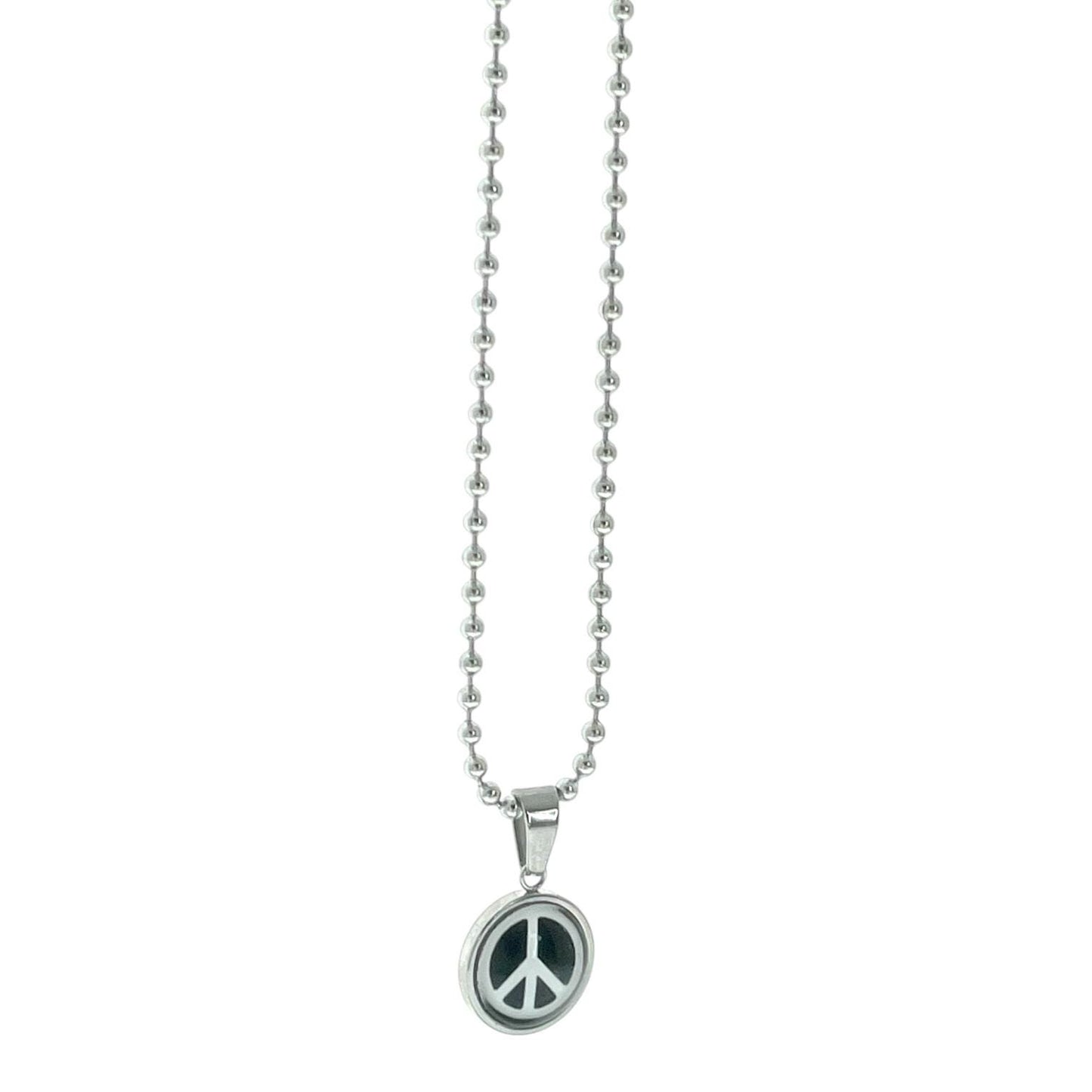 Tiny Peace Sign Necklace Silver Boho Hippie Jewelry Festival Pendant Charm, Retro 60s 70s Bohemian Peace Symbol Woodstock Jewelry Ball Chain