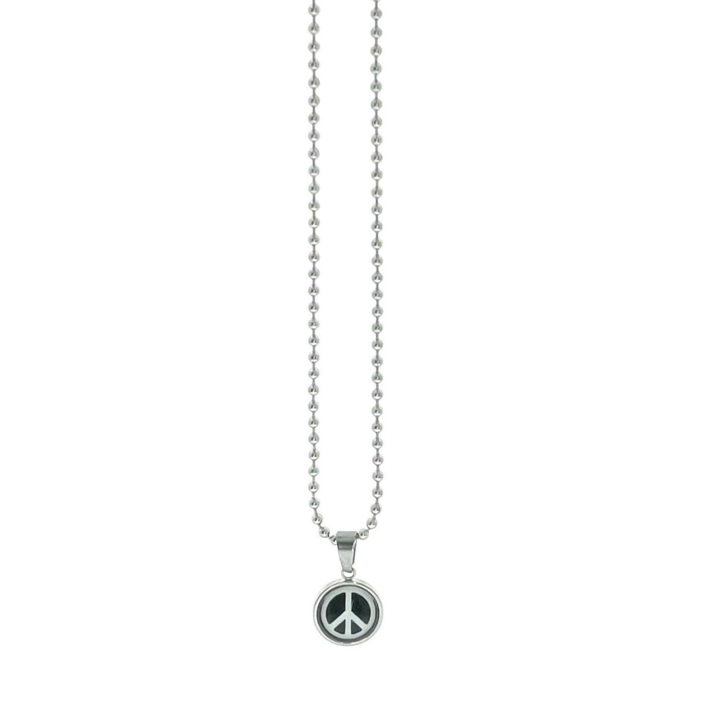 Tiny Peace Sign Necklace Silver Boho Hippie Jewelry Festival Pendant Charm, Retro 60s 70s Bohemian Peace Symbol Woodstock Jewelry Ball Chain