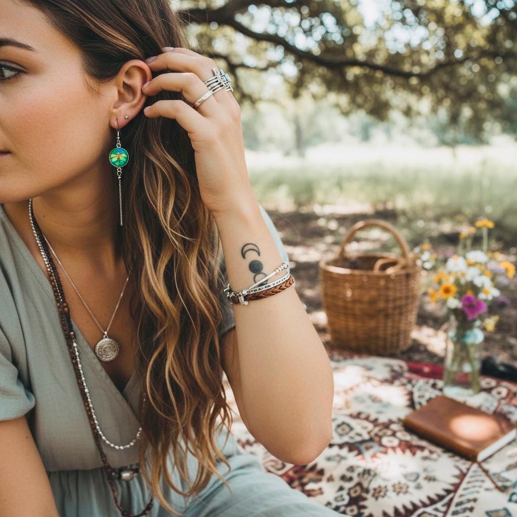 Emerald Dragonfly Chain Dangler Earrings, Bohemian Hippie Earrings, Nature Accessory, Boho Statement Pair, Green Ear Tassels