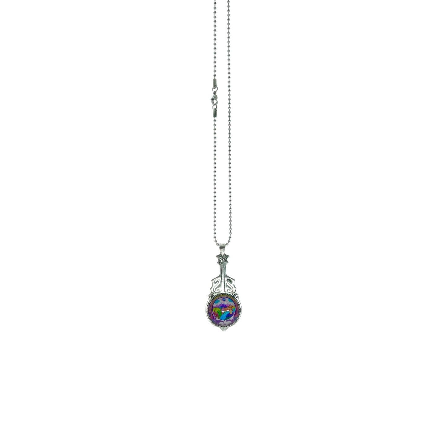 Scenic Stealie Steal Your Face Grateful Dead Inspired, Jerry Garcia Pendant, Deadhead Festival Wear, Psychedelic Classic Rock Music Jewelry