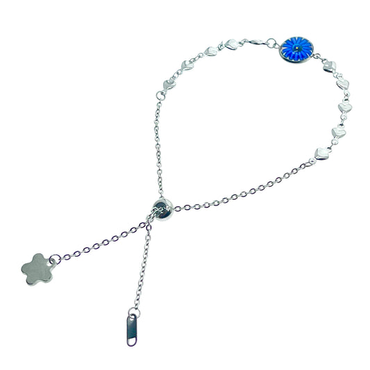 Royal Daisy Heart Slider Bracelet