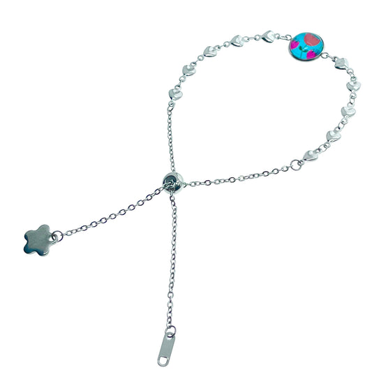 Turquoise Tulip Heart Slider Bracelet