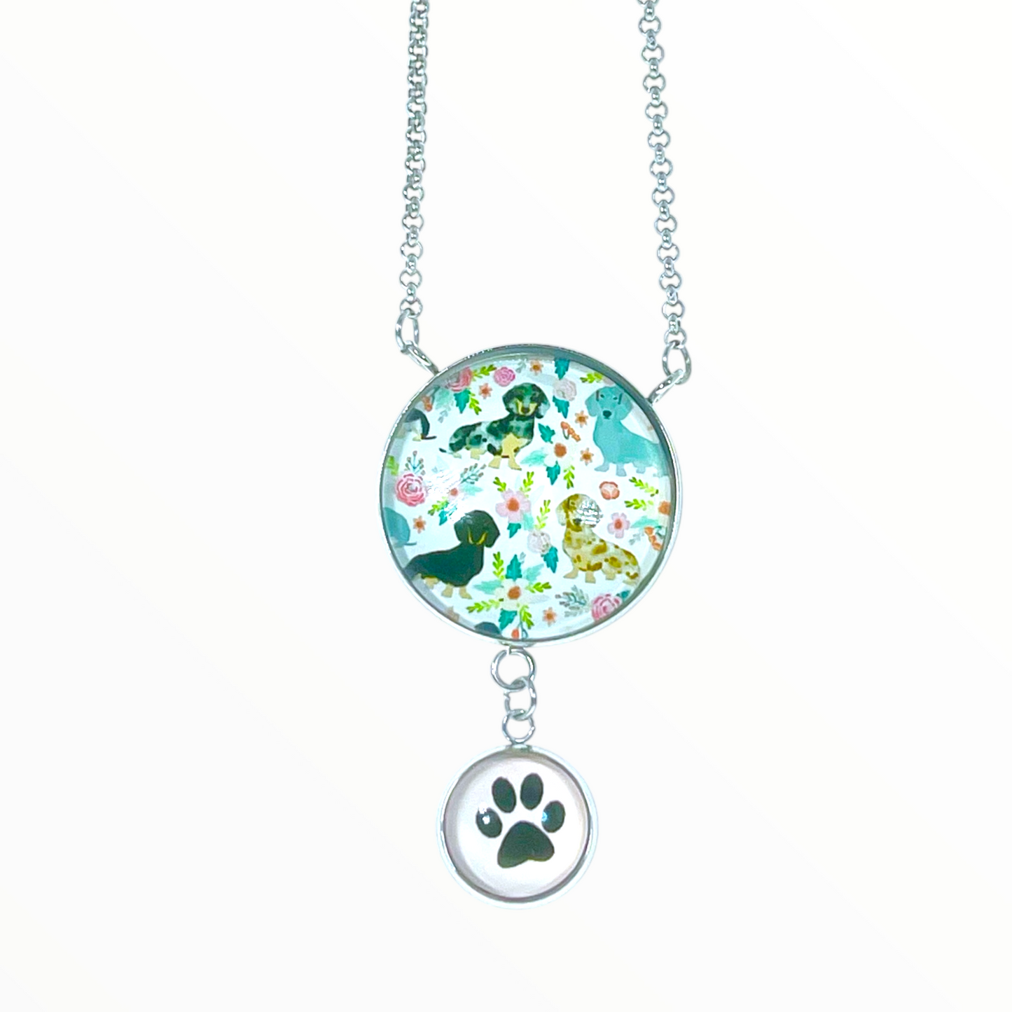 Darling Dachshund Double Round Dangler Necklace